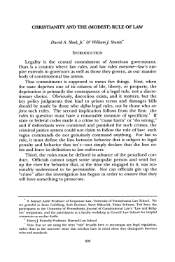 Christianity and the (Modest) Rule of Law - Penn Law