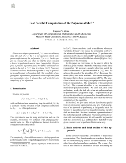 Fast Parallel Computation of the Polynomial Shift