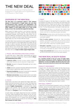 The New Deal - Republic of South Sudan Ministry of Finance and