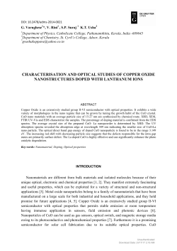 characterisation and optical studies of copper oxide