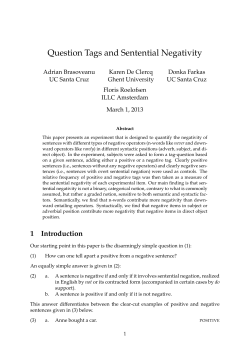 Question Tags and Sentential Negativity
