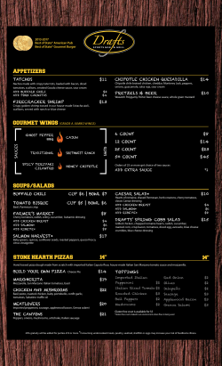 APPETIZERS SOUPS/SALADS 14&rdquo; STONE HEARTH PIZZAS 14&rdquo;