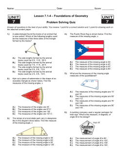 Lesson 7.1-4 &ndash; Foundations of Geometry Problem Solving Quiz
