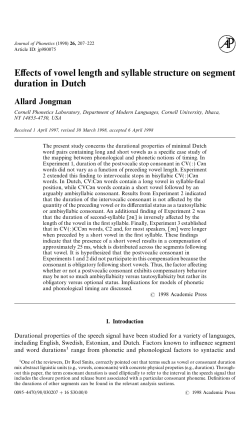 Effects of vowel length and syllable structure on segment duration in
