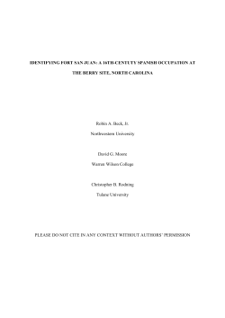 IDENTIFYING FORT SAN JUAN: A 16TH