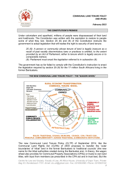 COMMUNAL LAND TENURE POLICY AND IPILRA February 2015