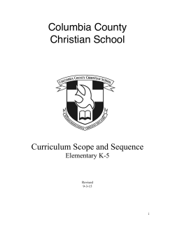 Elementary Scope and Sequence - Columbia County Christian School