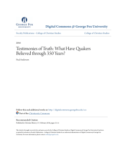 Testimonies of Truth: What Have Quakers Believed through 350