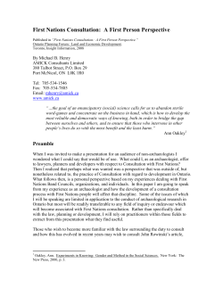 First Nations Consultation: A First Person Perspective