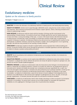 Evolutionary medicine Update on the relevance to family practice