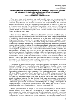 In its current form, globalization cannot be sustained