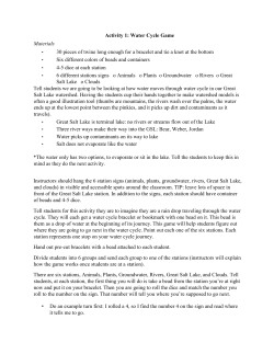 Activity 1: Water Cycle Game Materials 30 pieces of twine long