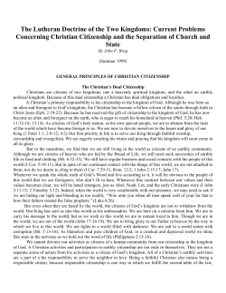 The Lutheran Doctrine of the Two Kingdoms: Current Problems