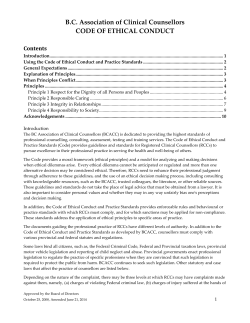 code of ethical conduct - BC Association of Clinical Counsellors