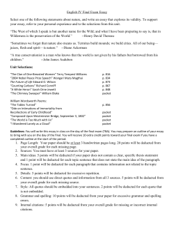 English IV Final Exam Essay Select one of the