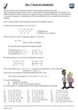 The nth Term of a Quadratic L10