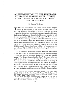 an introduction to the periodical literature bearing upon loyalist
