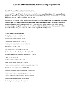 Middle School Summer Reading Program and Book List