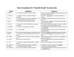 Story Vocabulary for &ldquo;Seventh Grade&rdquo; by Gary Soto
