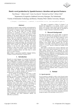 Dutch Vowel Production by Spanish Learners