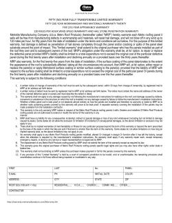 Metro Roof Products Warranty