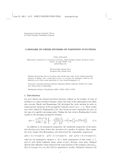 A REMARK ON PRIME DIVISORS OF PARTITION FUNCTIONS 1