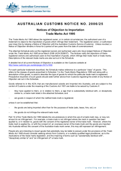 Australian Customs Notice 2006/25