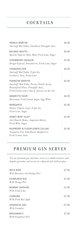 Cricklewood Drinks Menu