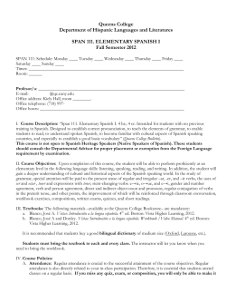 Queens College Department of Hispanic Languages and Literatures