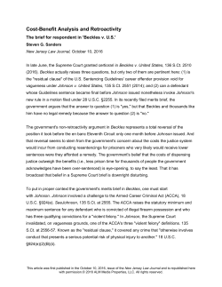 Cost-Benefit Analysis and Retroactivity The brief for respondent in