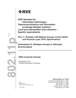IEEE Std 802.11p-2010 (Amendment to IEEE Std 802.11