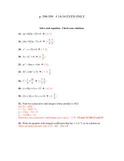 Polynomial Equations HW