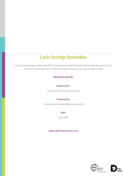 Cash saving remedies - consumer research