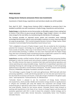 Read the Press Release - Energy Access Ventures