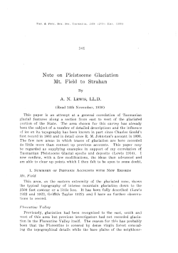 Note on Pleistocene Glaciation Mt. Field to Strahan.