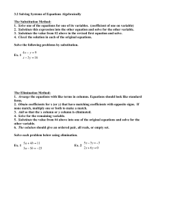 3.2 Solving Systems of Equations Algebraically The Substitution