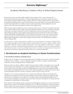 Academic Resiliency is Key to School Improvement