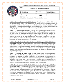 1.20 Canon Of Ethics December 01, 2006 Page 1 of 2 Missoula