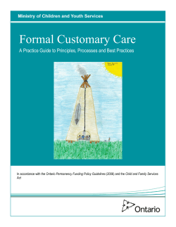 Formal Customary Care - Ministry Of Children And Youth Services