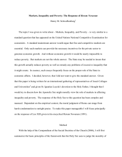 Markets, Inequality and Poverty: The Response of Rerum