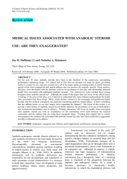 Medical Issues Associated With Anabolic Steroid Use