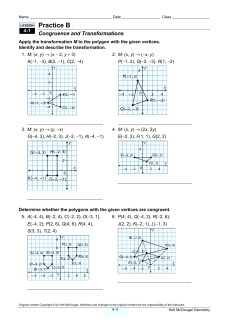 Coordinate Transformations Worksheets 4.1B and 4.1C
