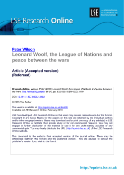 Leonard Woolf, the League of Nations and peace between the wars