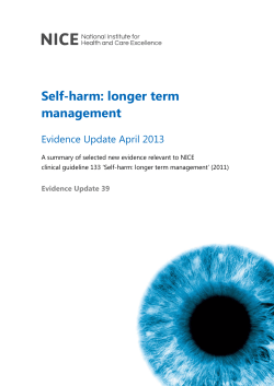 Self-harm: longer term management Evidence Update April 2013