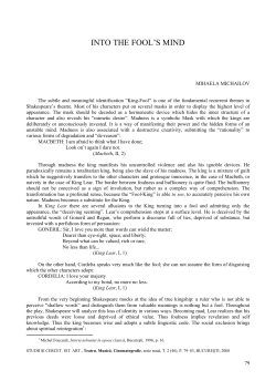 INTO THE FOOL`S MIND - Institutul de Istoria Artei