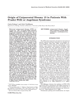 Origin of uniparental disomy 15 in patients with - Genoma