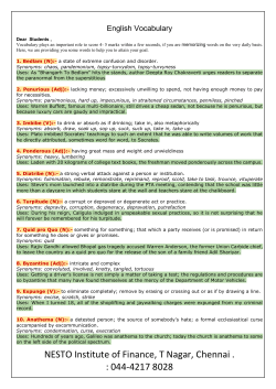 Enlglish Vocabulary - NESTO Institute Of Finance