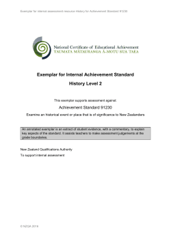 Exemplar for Internal Achievement Standard History