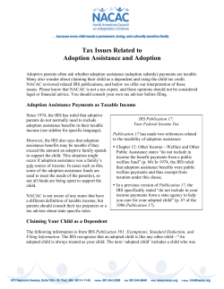 Tax Issues Related to Adoption Assistance and Adoption