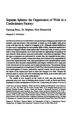 Separate Spheres: the Organization of Work in a Confectionery